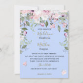 Floral Blue Periwinkle Gold Pink Weddenschap Kaart (Voorkant)