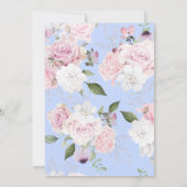 Floral Blue Periwinkle Gold Pink Weddenschap Kaart (Achterkant)