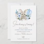 Floral Blue Photo Bunny wordt een verjaardag Kaart (Voorkant)