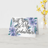 Floral Blue Photo Godmother Voorstel Kaart (Gele Bloem)