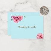 Floral Blue Pink Hartelijk dank Notitiekaartje (Voorkant / Achterkant in situ)