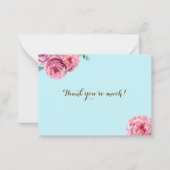 Floral Blue Pink Hartelijk dank Notitiekaartje (Voorkant)