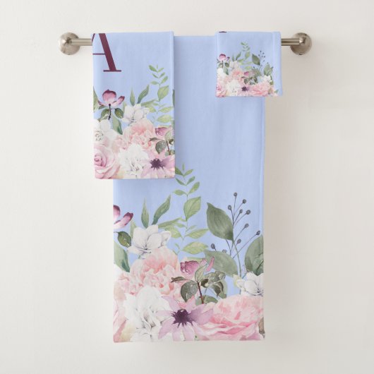 Floral Blue Pink  Moederdag Bad Handdoek (Insitu)