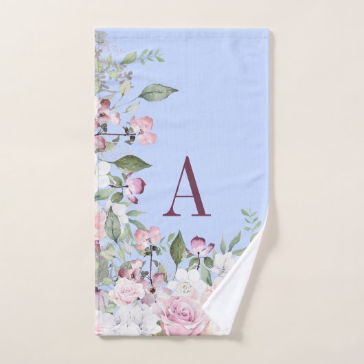 Floral Blue Pink  Moederdag Bad Handdoek (Handdoek)