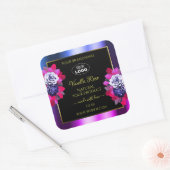 Floral Blue Pink Paars Black Product Labels Logo (Envelop)