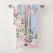 Floral Blue Pink Perfume Fles  Bad Handdoek (Insitu)