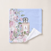 Floral Blue Pink Perfume Fles  Bad Handdoek (Wasdoekje)