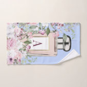 Floral Blue Pink Perfume Fles  Bad Handdoek (Handdoek)