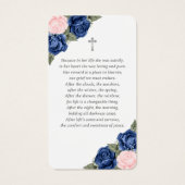 Floral Blue Pink Silver Floral Funeral Prayer Kaar Visitekaartje (Achterkant)