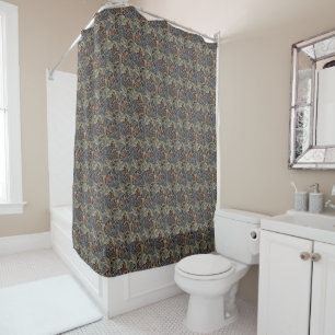 Floral Blue Pink William Morris Bluebell Douchegordijn