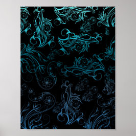 Floral Blue Poster