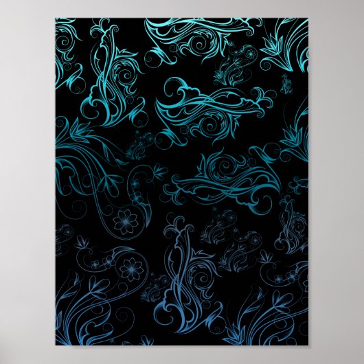 Floral Blue Poster (Voorkant)