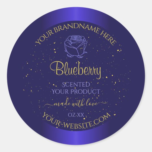 Floral Blue Product Labels Zacht Glitter Roos (Voorkant)