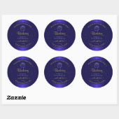 Floral Blue Product Labels Zacht Glitter Roos (Vel)