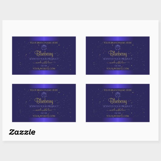 Floral Blue Product Labels Zacht Glitter Roos (Vel)