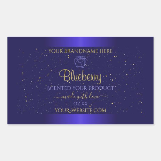 Floral Blue Product Labels Zacht Glitter Roos (Voorkant)