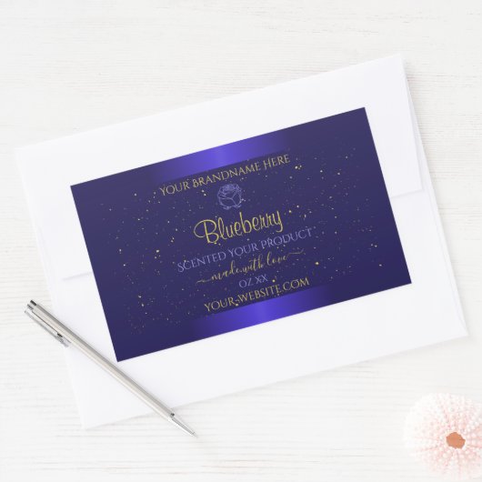 Floral Blue Product Labels Zacht Glitter Roos (Envelop)