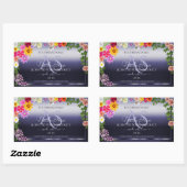 Floral Blue Product Packaging Labels met Monogram (Vel)