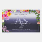 Floral Blue Product Packaging Labels met Monogram (Voorkant)