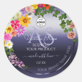 Floral Blue Product Packaging Labels Monogram Logo (Voorkant)
