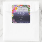 Floral Blue Product Packaging Labels Monogram Logo (Tas)