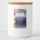 Floral Blue Product Packaging Labels Monogram Logo Voedselcontainer Etiket (Voorkant)