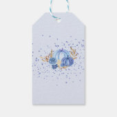 Floral Blue Pumpkin Baby shower Cadeaulabel (Achterkant)