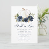 Floral Blue Pumpkin Herfst in Love Vrijgezellenfee Kaart (Staand voorkant)