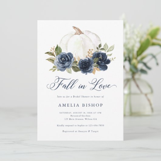 Floral Blue Pumpkin Herfst in Love Vrijgezellenfee Kaart (Staand voorkant)