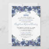 Floral Blue Quinceanera Kaart (Voorkant)