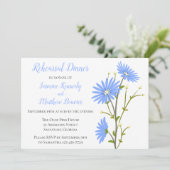 Floral Blue Rehearsal Dinner Daisy Flower Wedding Kaart (Staand voorkant)