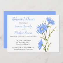 Floral Blue Rehearsal Dinner Daisy Flower Wedding