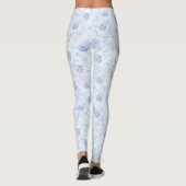 Floral Blue Roos Pattern Leggings (Achterkant)