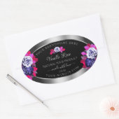 Floral Blue Roses Product Labels Black Silver (Envelop)