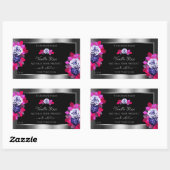 Floral Blue Roses Product Labels Black Silver (Vel)