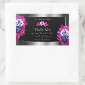 Floral Blue Roses Product Labels Black Silver (Tas)