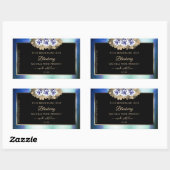 Floral Blue Rozen Black Product Label Marble Lijst (Vel)