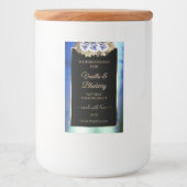 Floral Blue Rozen Black Product Label Marble Lijst Voedselcontainer Etiket (Voorkant)