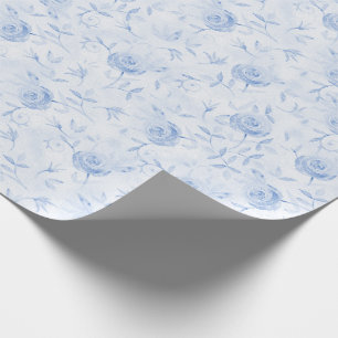 Floral Blue Rozen Elegant Damask Wedding Cadeaupapier