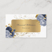 Floral Blue Rozen Gold  Visitekaartje (Voorkant)