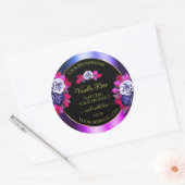 Floral Blue Rozen Roze Paarse zwarte etiketten (Envelop)