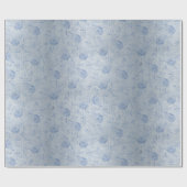 Floral Blue Rozen Silver Shimmer Chic Cadeaupapier (Vlak)
