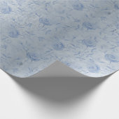 Floral Blue Rozen Silver Shimmer Chic Cadeaupapier (Hoek)