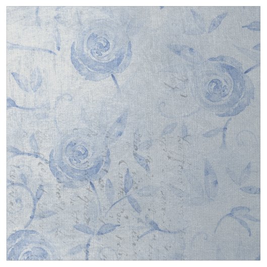 Floral Blue Rozen Silver Shimmer Chic Stof (Close Up)