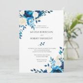 Floral Blue Rozen voor de marineverbinding Kaart (Staand voorkant)