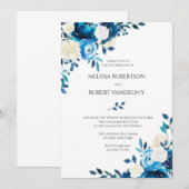 Floral Blue Rozen voor de marineverbinding Kaart (Voorkant / Achterkant)