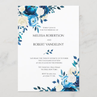 Floral Blue Rozen voor de marineverbinding Kaart