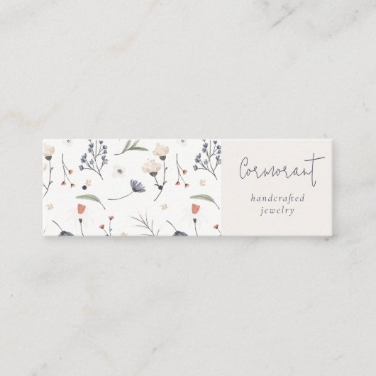 Floral Blue Rust Script die de "Stud Hoop Holder" Mini Visitekaartje (Voorkant)