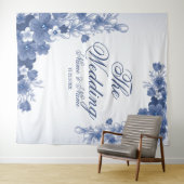 Floral Blue Rustic Elegant Wandkleed (In Situ (horizontaal))