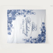 Floral Blue Rustic Elegant Wandkleed (Voorkant (horizontaal))